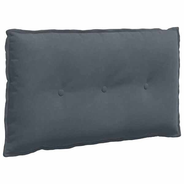 vidaXL Coussin de Dos Gris fonc&eacute; 80 x 50 cm Tissu en velours c&ocirc;tel&eacute;