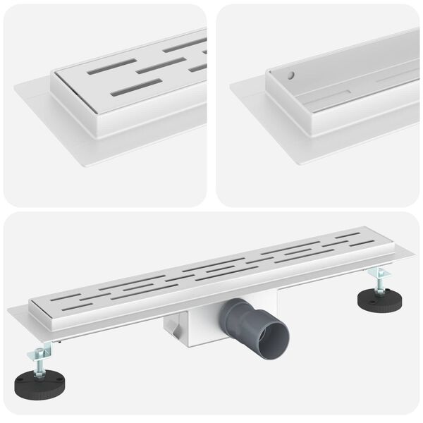 vidaXL Drain de Douche avec Design Lin&eacute;aire Argent&eacute; 60 cm