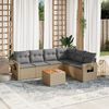 vidaXL Salon de jardin avec coussins 7pcs m&eacute;lange beige r&eacute;sine tress&eacute;e