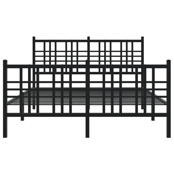 vidaXL Cadre de lit métal sans matelas avec pied de lit noir 137x190cm
