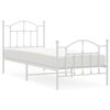 vidaXL Cadre de lit m&eacute;tal sans matelas avec pied de lit blanc 90x200cm