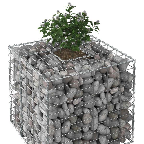 vidaXL Lit sur&eacute;lev&eacute; gabion Argent&eacute; 60 x 60 x 55 cm Acier galvanis&eacute;