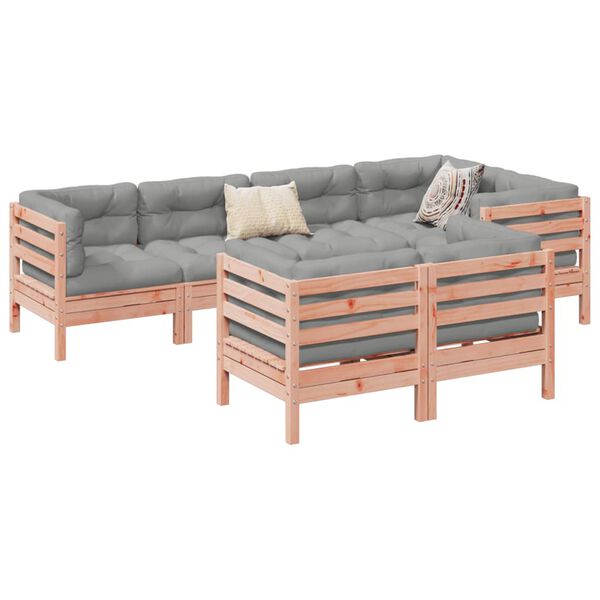 vidaXL Salon de jardin 7 pcs et coussins bois massif sapin de douglas