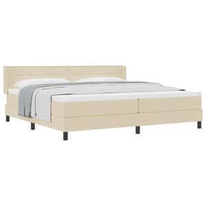 vidaXL Lit &agrave; ressorts avec matelas Cr&egrave;me 200 x 200 cm Polyester