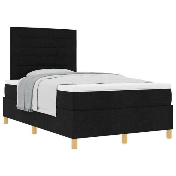 vidaXL Lit &agrave; ressorts avec matelas Noir 120 x 190 cm tissu