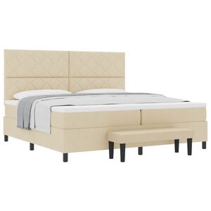 vidaXL Lit &agrave; ressorts avec t&ecirc;te de lit Cr&egrave;me 200 x 200 cm tissu