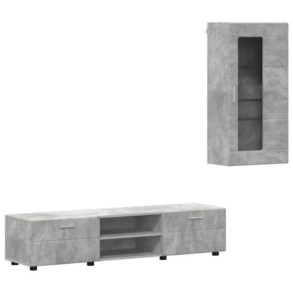 vidaXL Ensemble meuble TV FLORIN Gris b&eacute;ton Bois d'ing&eacute;nierie