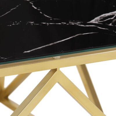 vidaXL Table basse doré acier inoxydable et verre trempé