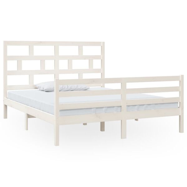 vidaXL Cadre de lit sans matelas blanc bois massif 160x200 cm
