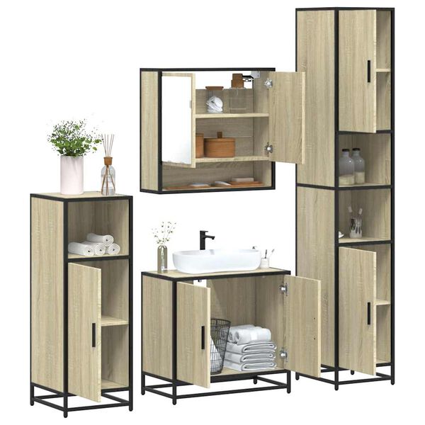 vidaXL Ensemble de meubles de salle de bain 4 pcs chêne sonoma