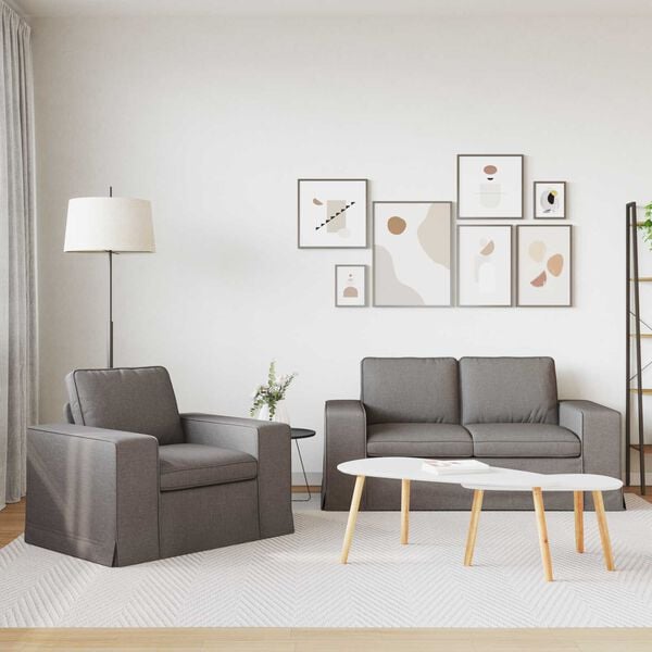 vidaXL Canap&eacute; 120cm 2 pcs Taupe M&eacute;tал