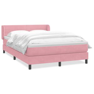 vidaXL Sommier &agrave; lattes de lit avec matelas rose 140x220 cm velours