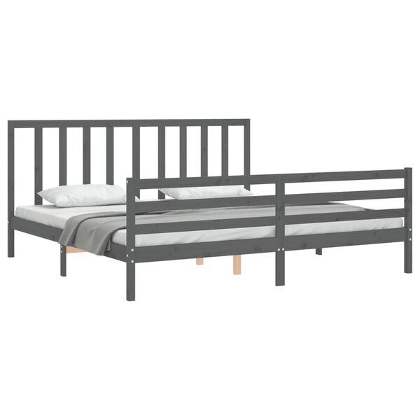 vidaXL Cadre de lit sans matelas gris 200x200 cm bois massif de pin