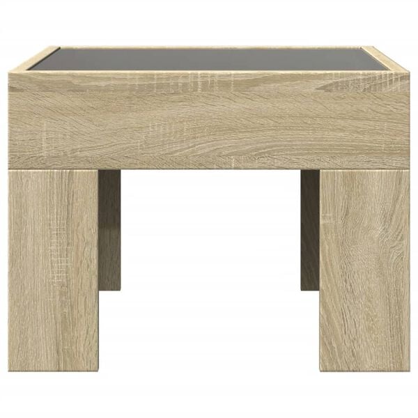 vidaXL Table de chevet avec LED infini ch&ecirc;ne sonoma 40x40x30 cm