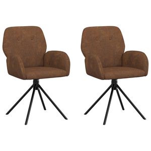 vidaXL Chaises de salle &agrave; manger pivotantes 2 pc Simili daim Marron