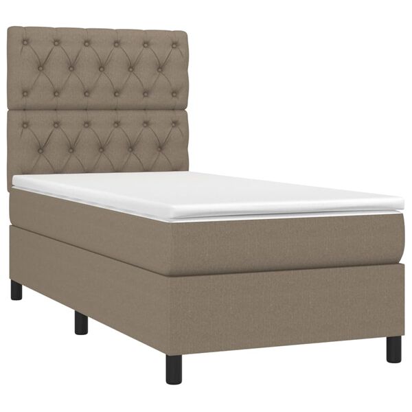 vidaXL Sommier &agrave; lattes de lit et matelas et LED Taupe 80x200cm Tissu