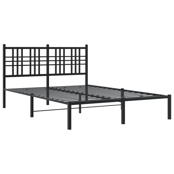 vidaXL Cadre de lit m&eacute;tal sans matelas avec t&ecirc;te de lit noir 120x200cm