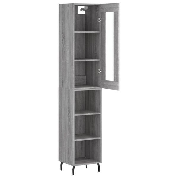 vidaXL Buffet haut Sonoma gris 34,5x34x180 cm Bois d'ing&eacute;nierie