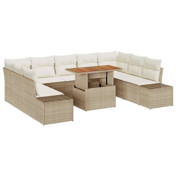 vidaXL Ensemble de salle &agrave; manger pour jardin 10 pcs Beige et cr&egrave;me