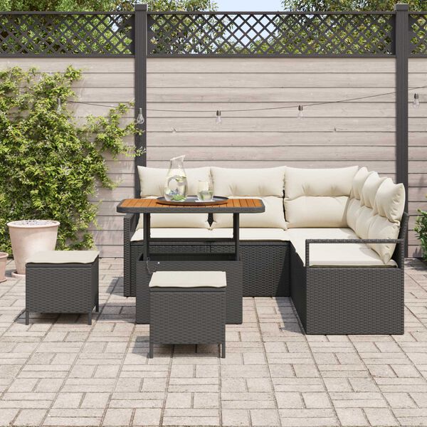 vidaXL Ensemble de canap&eacute; de jardin avec coussin 8 pcs Noir et Cr&egrave;me