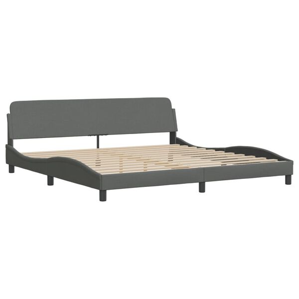 vidaXL Lit avec matelas Hvar gris fonc&eacute; 200x200 cm tissu