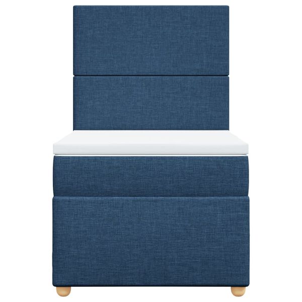 vidaXL Sommier &agrave; lattes de lit avec matelas Bleu 100x200 cm Tissu