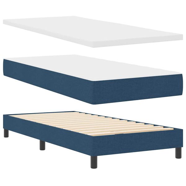 vidaXL Lit &agrave; ressorts avec matelas Bleu 200 x 100 cm Polyester