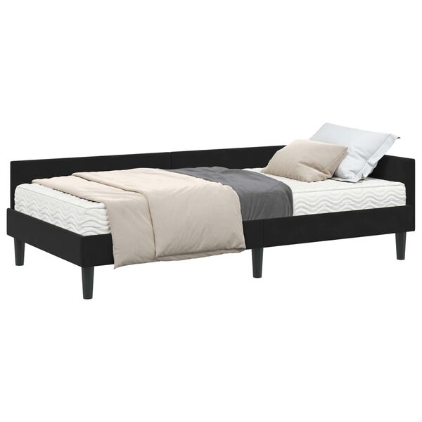 vidaXL Cadre de lit d'angle avec matelas Autre 2 pcs Noir Velours
