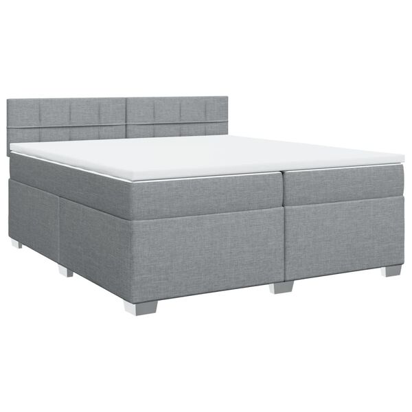 vidaXL Sommier &agrave; lattes de lit avec matelas Gris clair 200x200cm Tissu