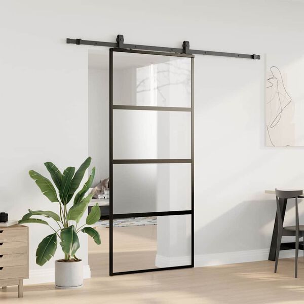 vidaXL Porte coulissante avec kit de quincaillerie noir 90x205 cm