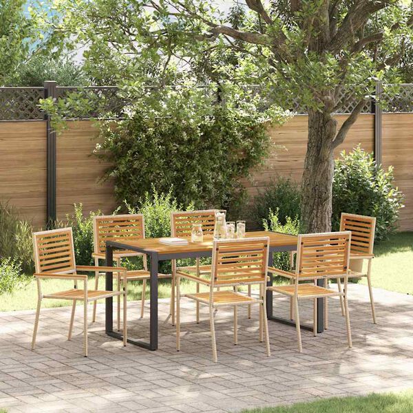vidaXL Ensemble de salle &agrave; manger pour jardin 7 pcs Beige et Marron