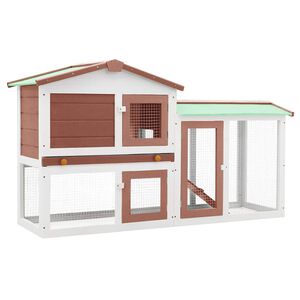 vidaXL Clapier large d'ext&eacute;rieur Marron et blanc 145x45x84 cm Bois
