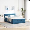vidaXL Cadre de lit ottoman avec matelas bleu fonc&eacute; 140x200 cm velours