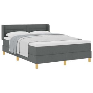 vidaXL Lit &agrave; ressorts avec matelas Gris fonc&eacute; 200 x 140 cm Polyester
