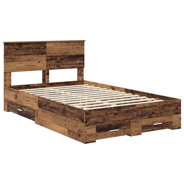 vidaXL Cadre de lit Bois ancien 120 x 190 cm Bois d'ing&eacute;nierie