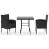 vidaXL Ensemble &agrave; manger de jardin 3 pcs R&eacute;sine tress&eacute;e Noir