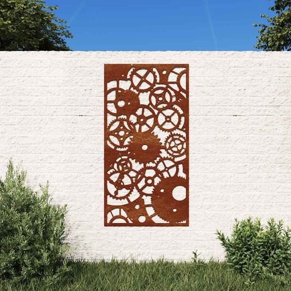 vidaXL D&eacute;coration murale jardin 105x55 cm design de roue dent&eacute;e
