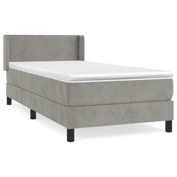 vidaXL Sommier &agrave; lattes de lit et matelas Gris clair 80x200 cm Velours