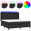 vidaXL Sommier &agrave; lattes de lit matelas LED Noir 160x200cm Similicuir