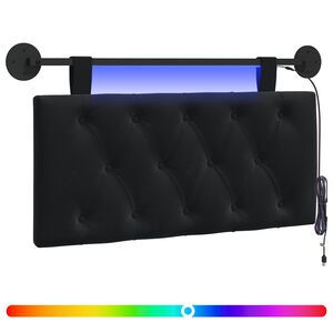 vidaXL T&ecirc;te de lit suspendue Avec lumi&egrave;re LED Noir Velours