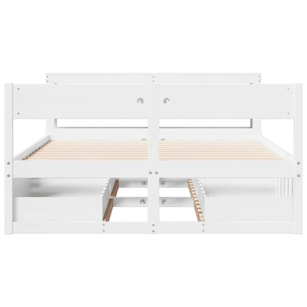 vidaXL Cadre de lit sans matelas blanc 160x200 cm bois de pin massif