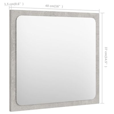 vidaXL Miroir de salle de bain Gris béton 40x1,5x37 cm Aggloméré