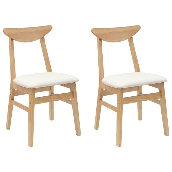 vidaXL Chaises de salle &agrave; manger 2 pcs Naturel 42 x 47.5 x 81 cm
