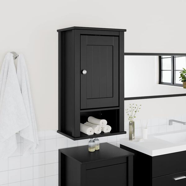 vidaXL Armoire murale de salle de bain BERG noir bois de pin massif