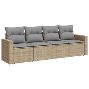 vidaXL Salon de jardin avec coussins 4 pcs beige r&eacute;sine tress&eacute;e