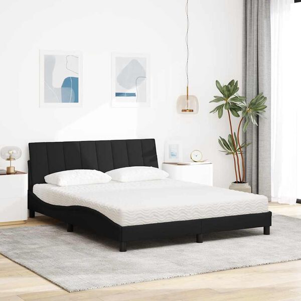 vidaXL Lit avec matelas Hanko noir 160x200 cm tissu
