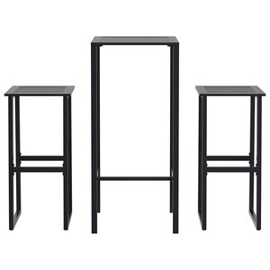 vidaXL Ensemble de bar de jardin 3 pcs noir acier enduit de poudre