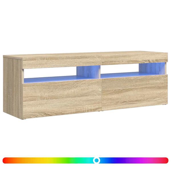 vidaXL Meuble TV avec lumi&egrave;res LED ch&ecirc;ne sonoma 120x35x40 cm