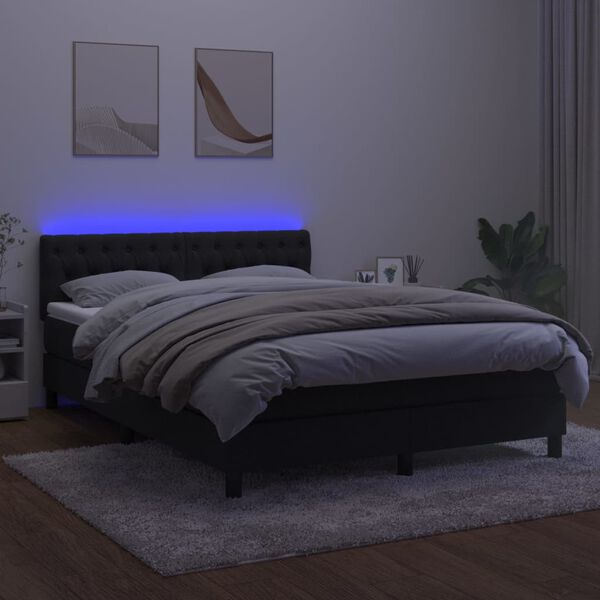 vidaXL Sommier &agrave; lattes de lit avec matelas et LED Noir 140x200 cm