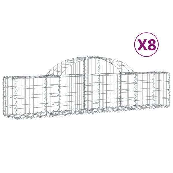 vidaXL Paniers &agrave; gabions arqu&eacute;s 8 pcs 200x30x40/60 cm Fer galvanis&eacute;